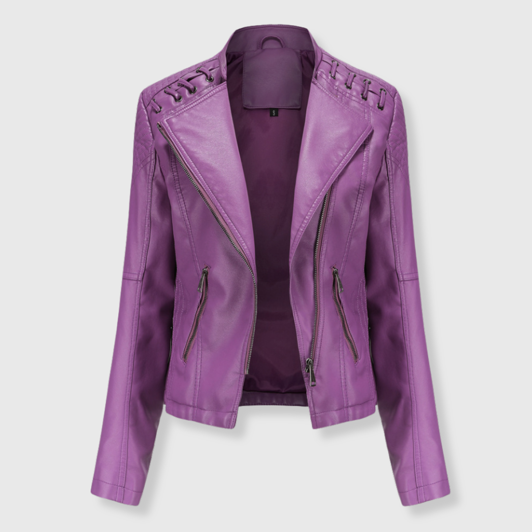 Marlene | Stylische kurze Biker-Lederjacke für Damen