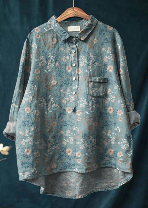 Clara | Bluse aus Leinen-Baumwolle mit Blumenprint