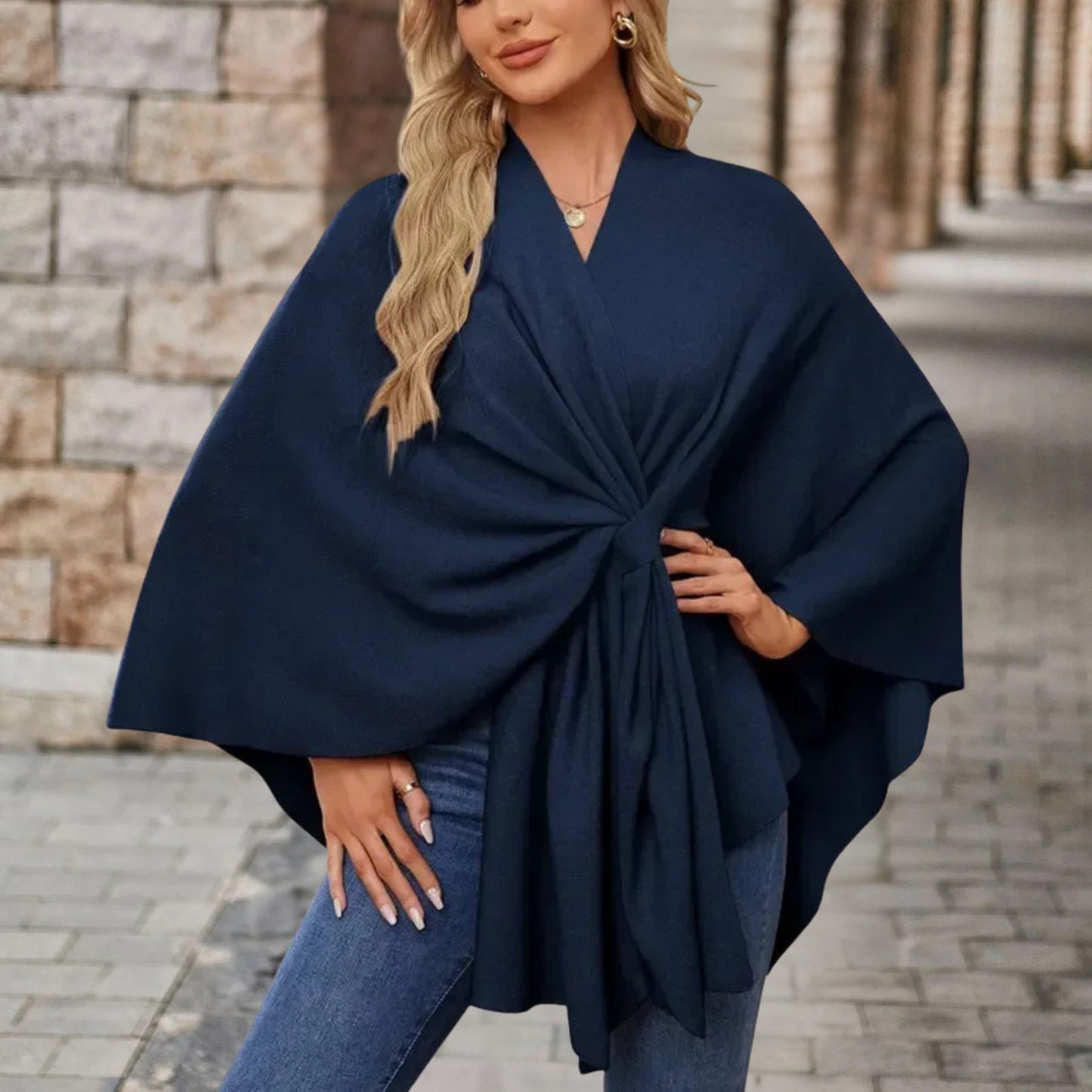 Elena | Klassischer Poncho Damen warm und elegant