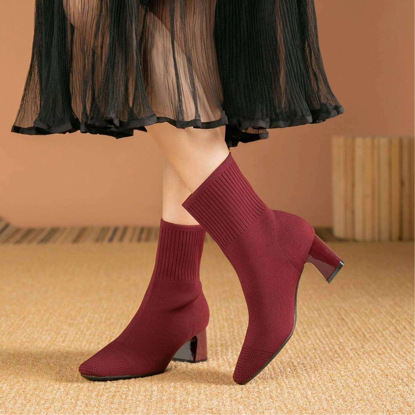 Lina | Bequeme gestrickte Damen Stiefeletten elegant