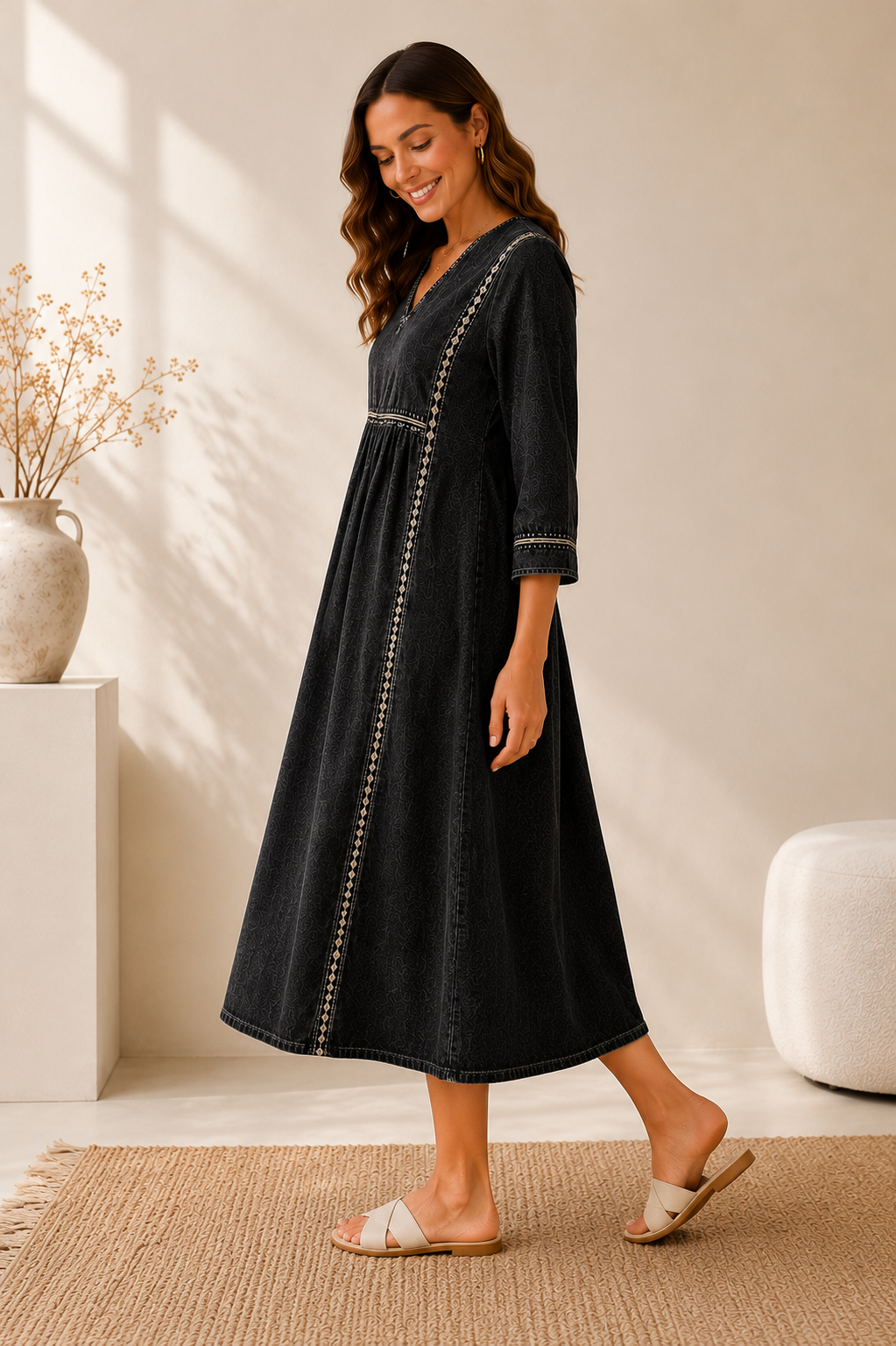 Amelie | Modisches Kleid Damen Denim Chic