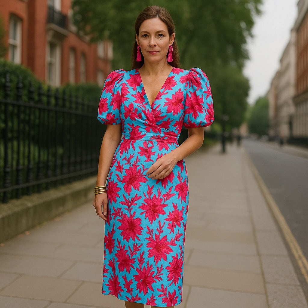 Elena | Auffälliges Halblanges Kleid mit Puffärmeln