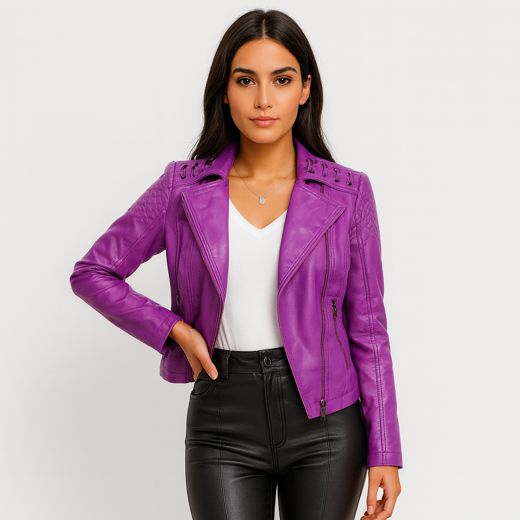 Marlene | Stylische kurze Biker-Lederjacke für Damen