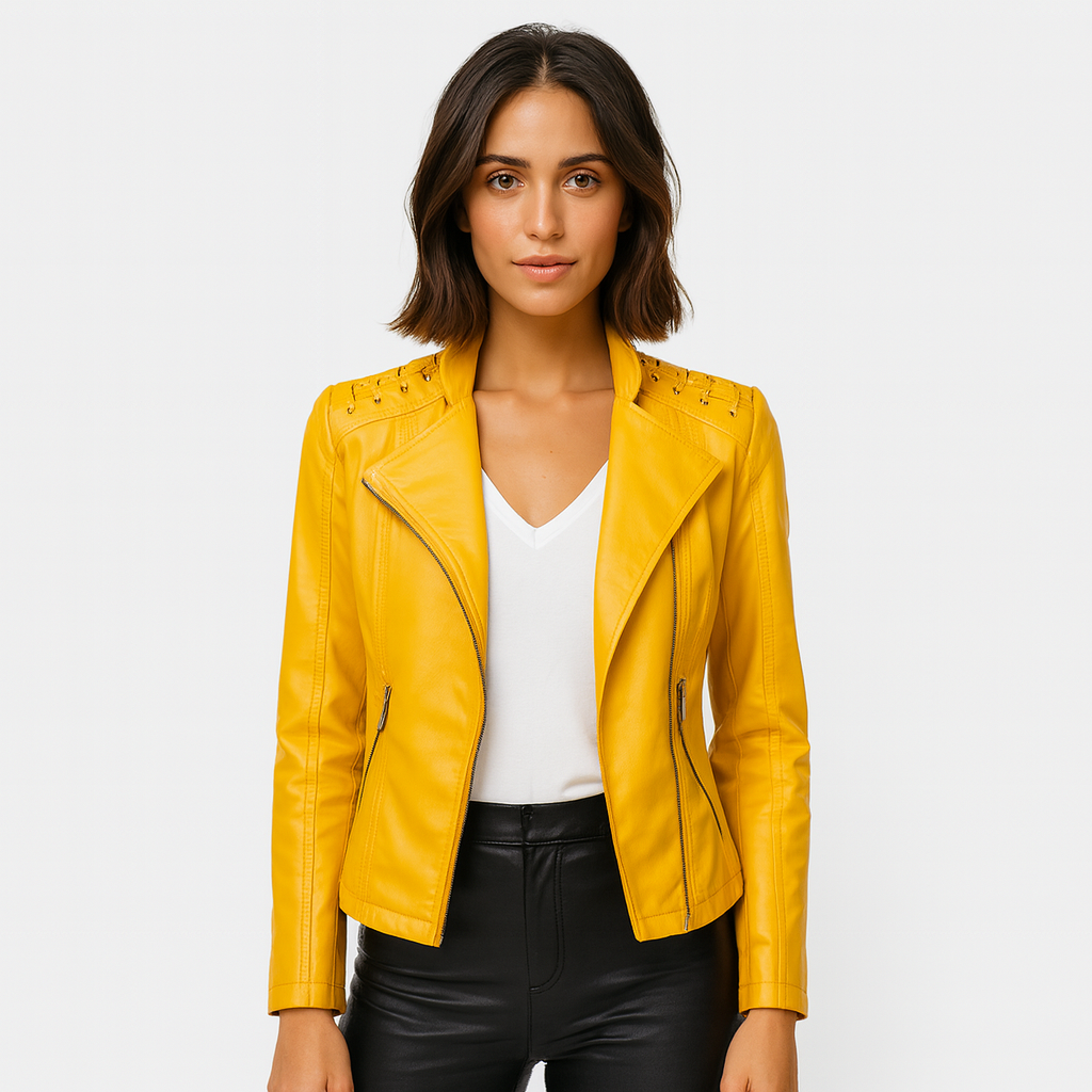 Marlene | Stylische kurze Biker-Lederjacke für Damen