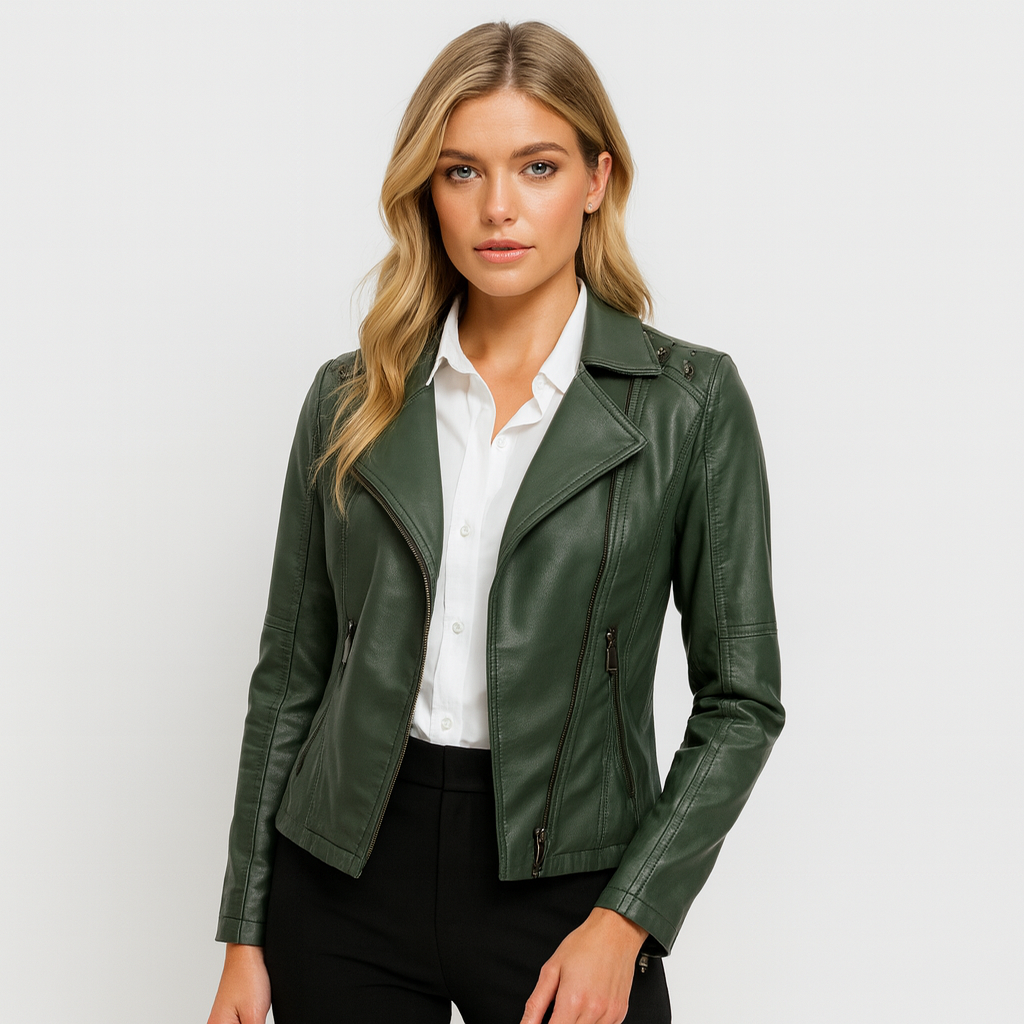Marlene | Stylische kurze Biker-Lederjacke für Damen