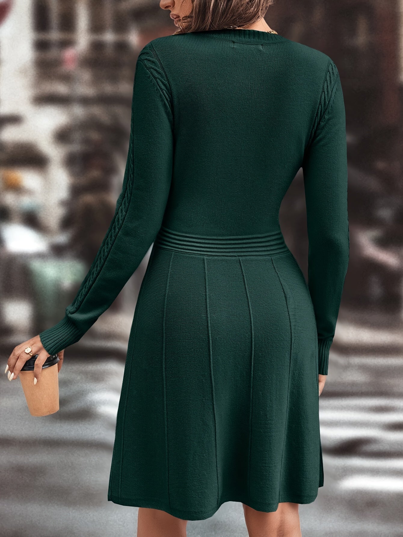 Mia | Damen Strickkleid klassisch & lang in Braun