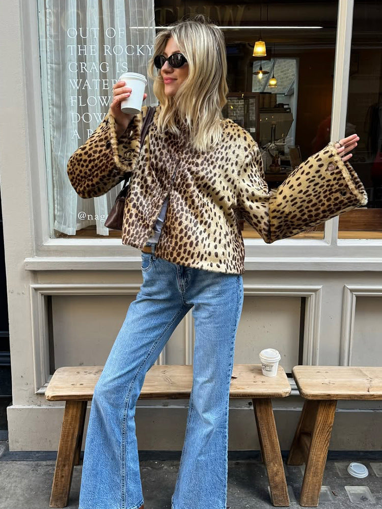 Leonie | Kurzjacke Damen stylisch im Leoparden-Design