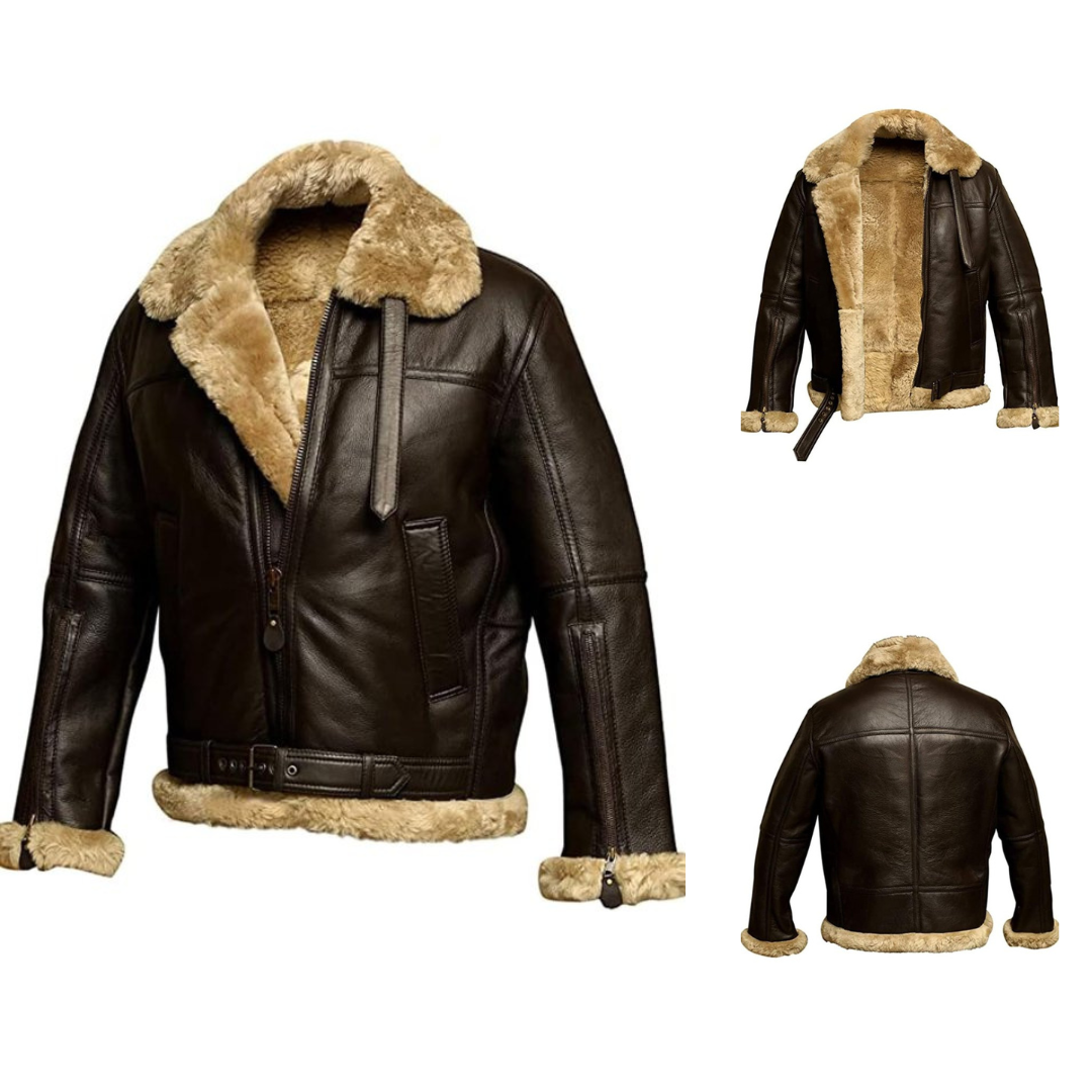 Leon | Stylische vegane Lederjacke mit warmem Futter