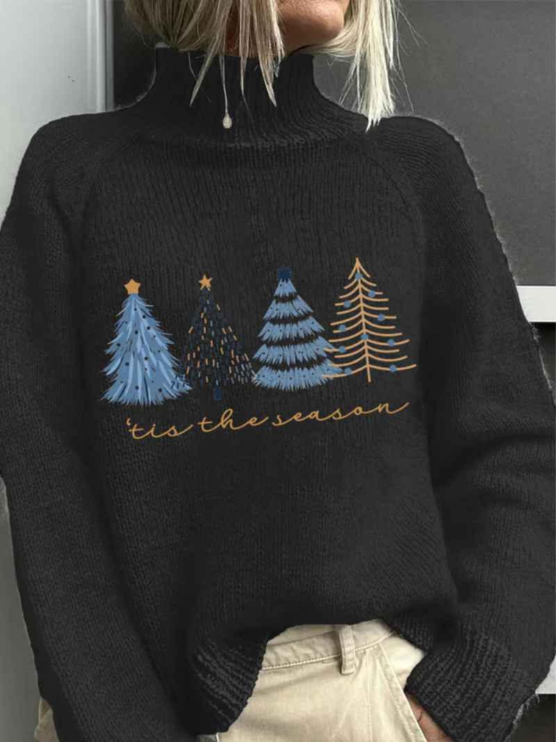 Emma | Damen Pullover Weihnachten Mit Tannenbaum Print