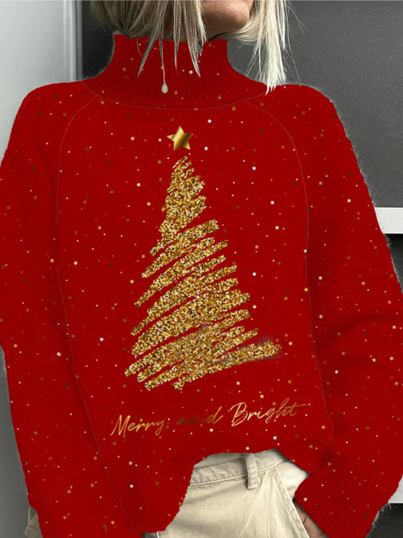 Emma | Weihnachtspullover Damen Mit Goldener Baumverzierung