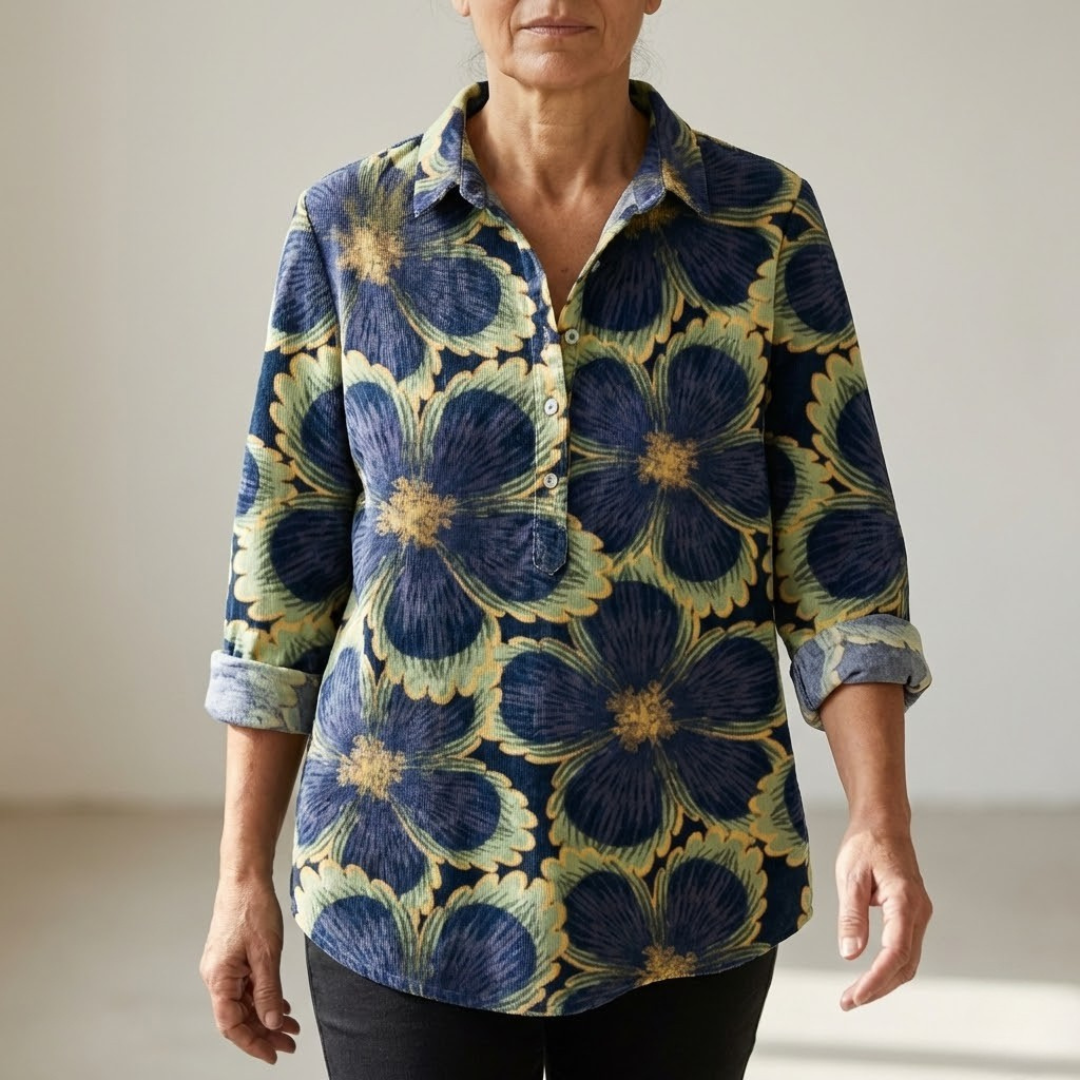 Paula | Exklusives Leinenhemd mit Muster Damen