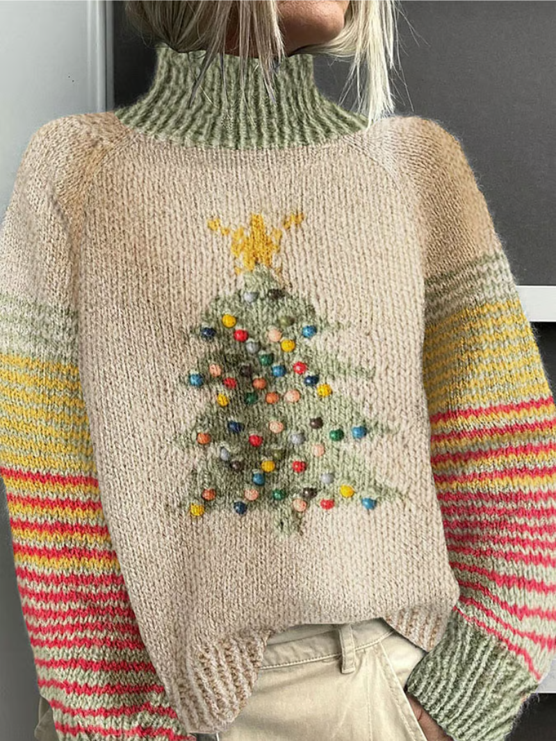 Lara | Strickpullover Weihnachten Damen Mit Baum-Print
