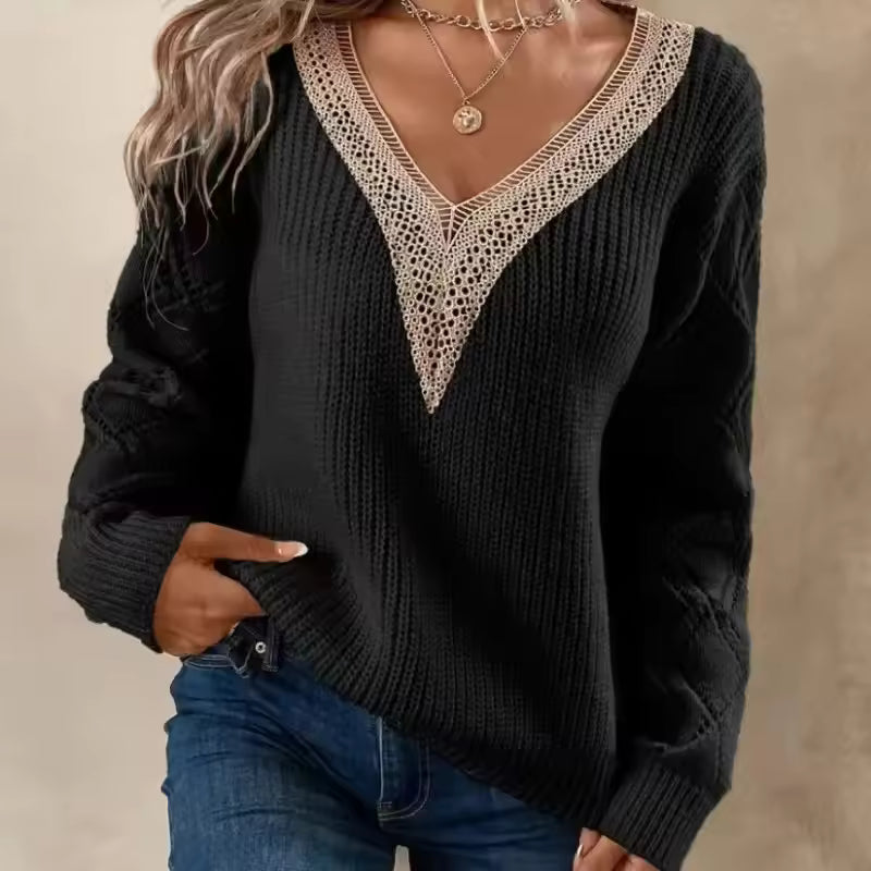 Leonie | Zeitloser Pullover mit kontrastierendem Farbblock