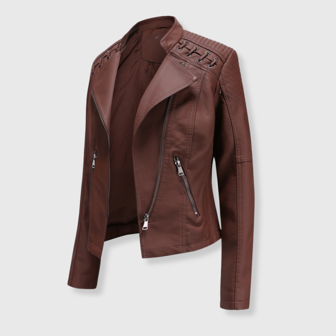 Marlene | Stylische kurze Biker-Lederjacke für Damen