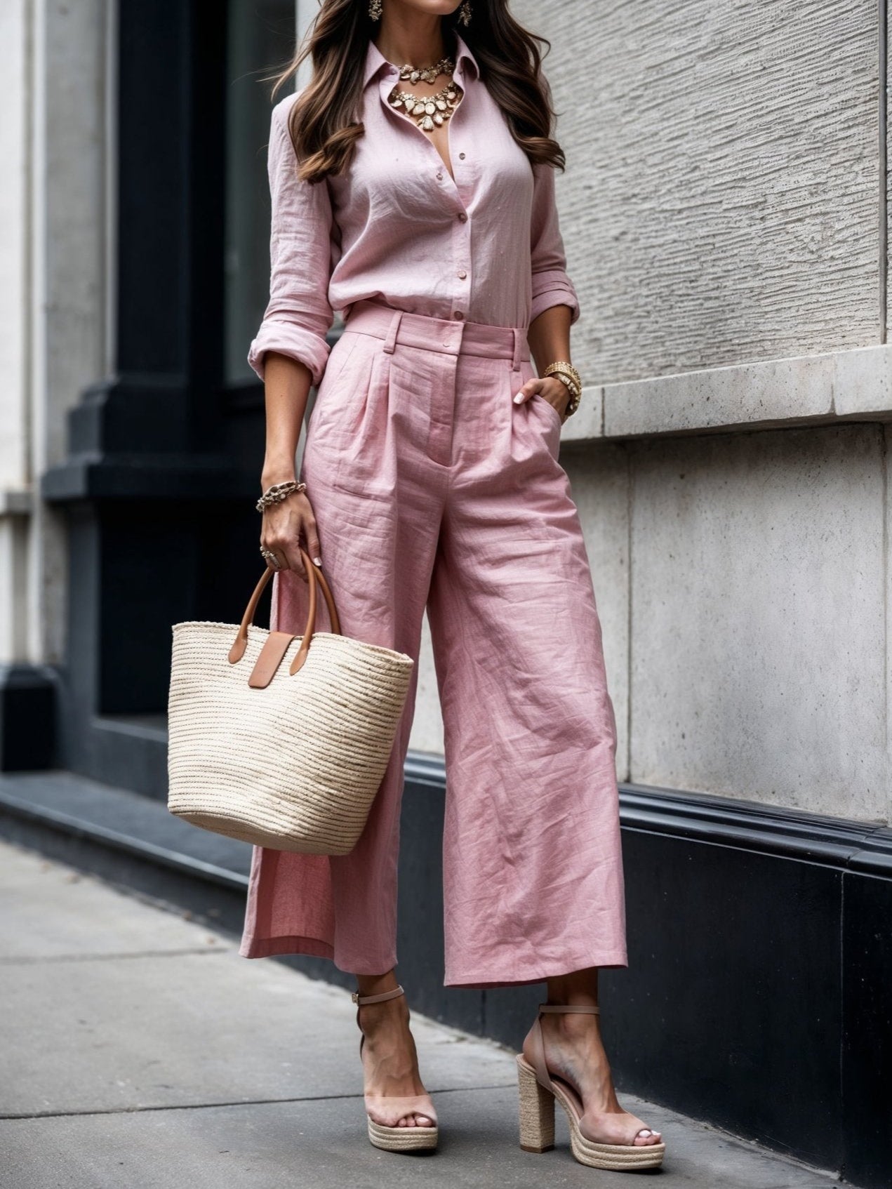 Clara | Rosa Caprihose mit lockerem Shirt-Set im Trendstil