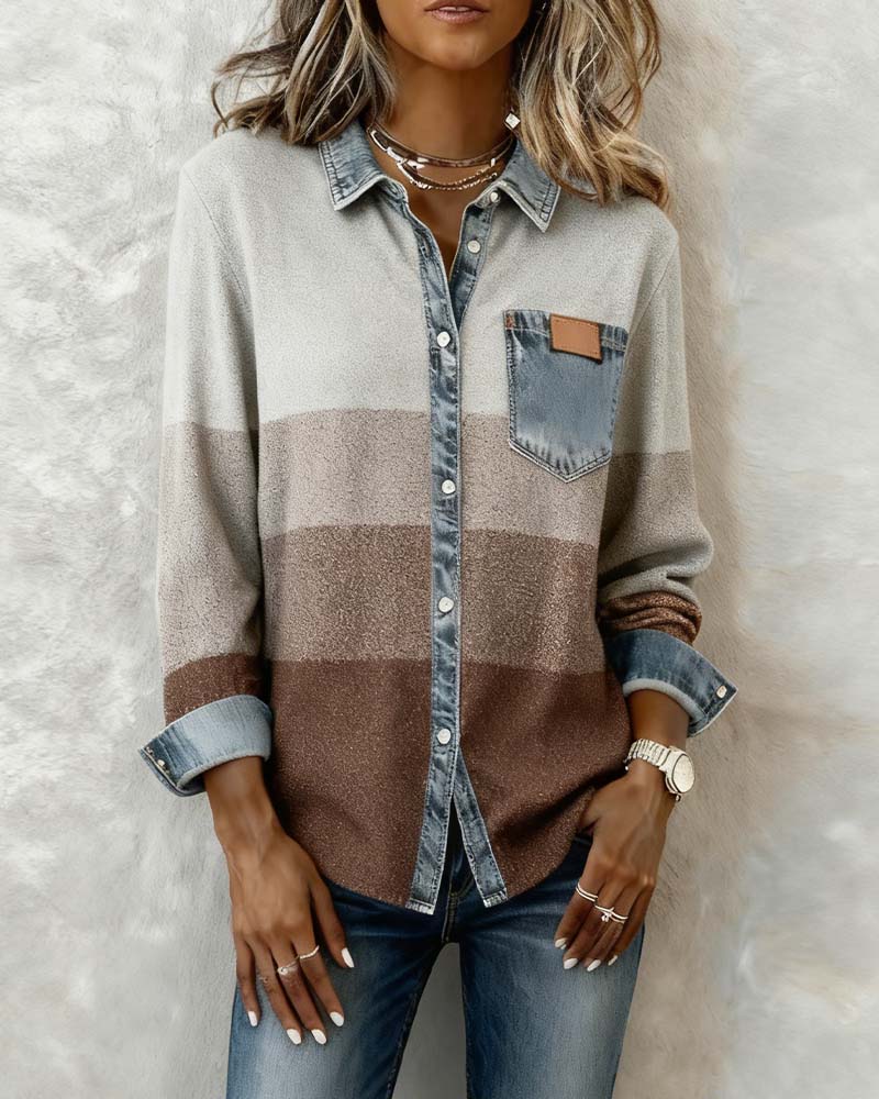 Nina | Damen Hemd modern geschnitten im Patchwork-Look