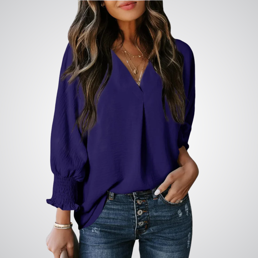 Livia | Stilvolle Bluse Tunika V-Ausschnitt Chic