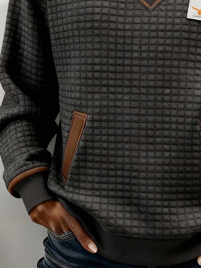 Lea | Damenpullover casual einfarbig mit Farbblock-Akzent