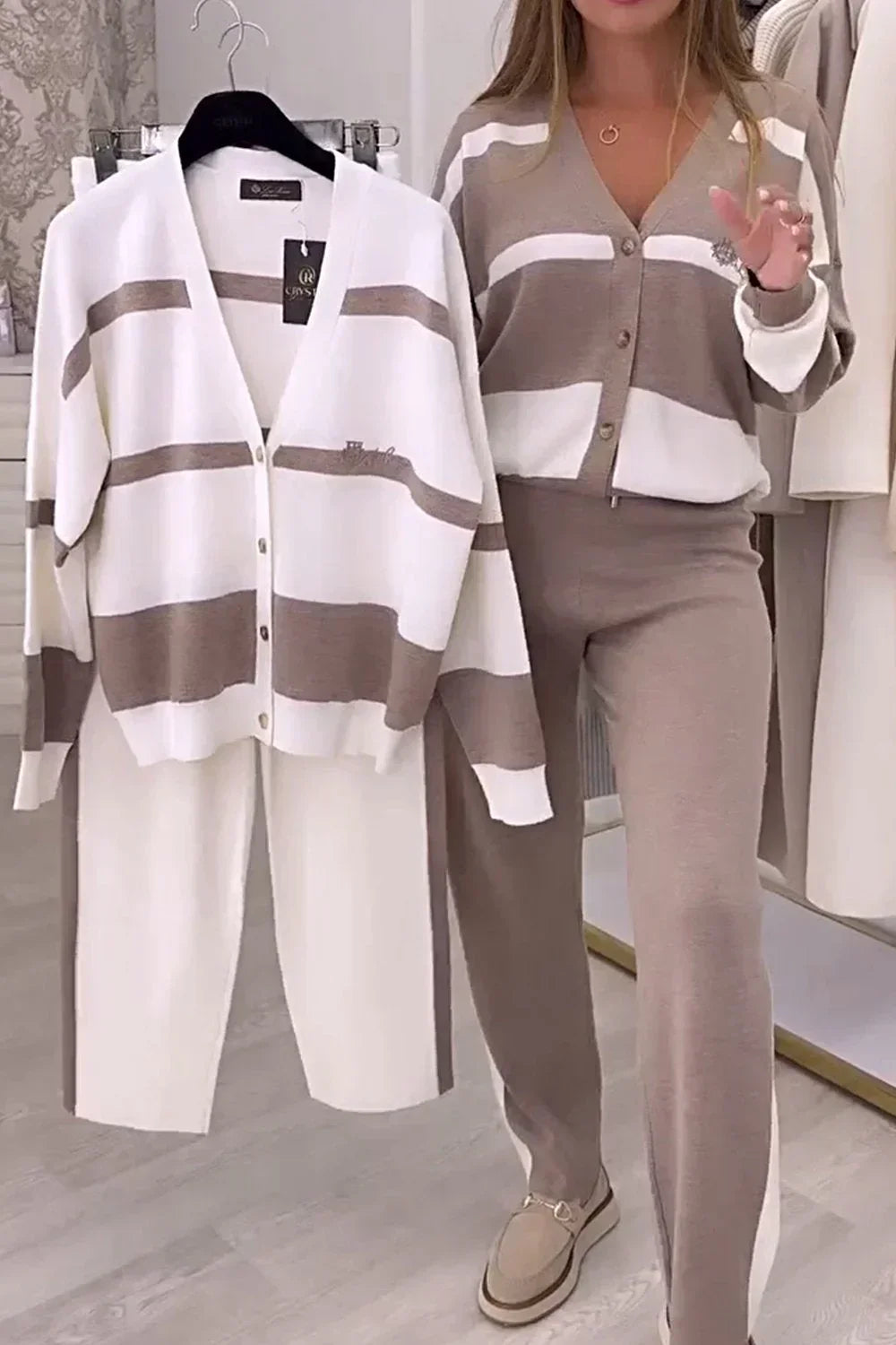 Clara | Klassisches Strickset mit Pullover und Hose