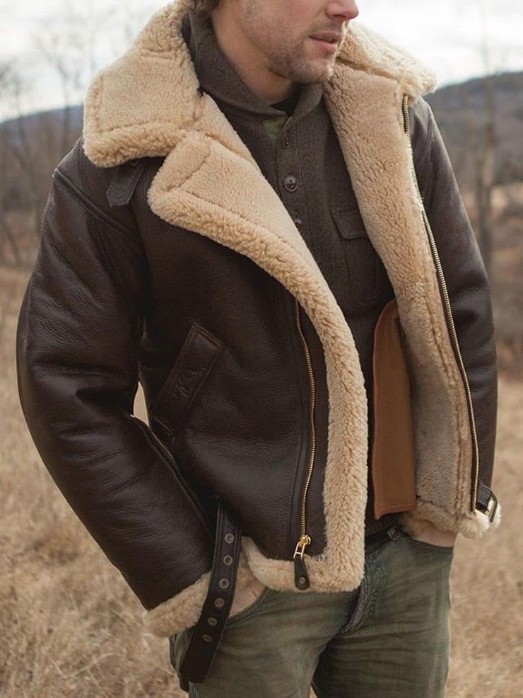 Leon | Stylische vegane Lederjacke mit warmem Futter