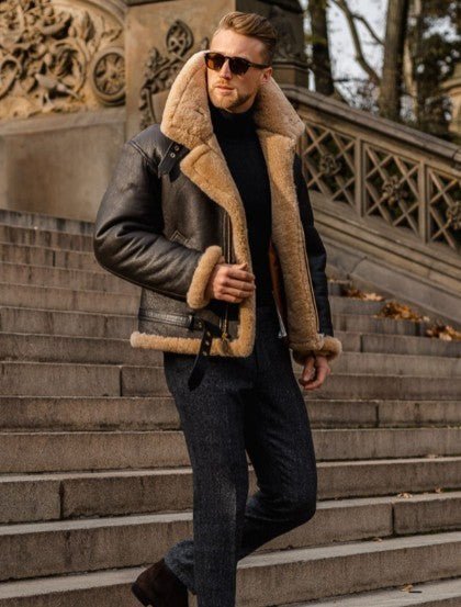 Leon | Stylische vegane Lederjacke mit warmem Futter