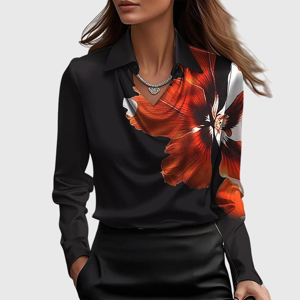 Helena | Elegante Bluse mit plissiertem Ausschnitt