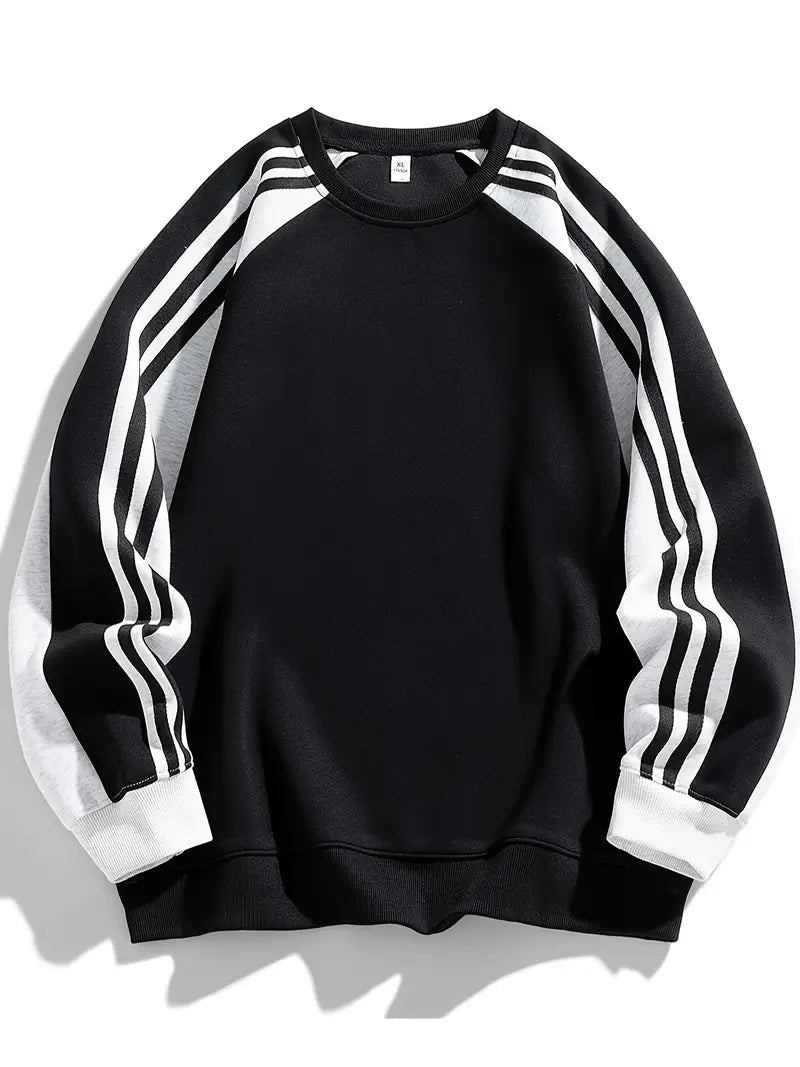 Matteo | Sweatshirt mit Streifenärmeln und Rundhalsausschnitt