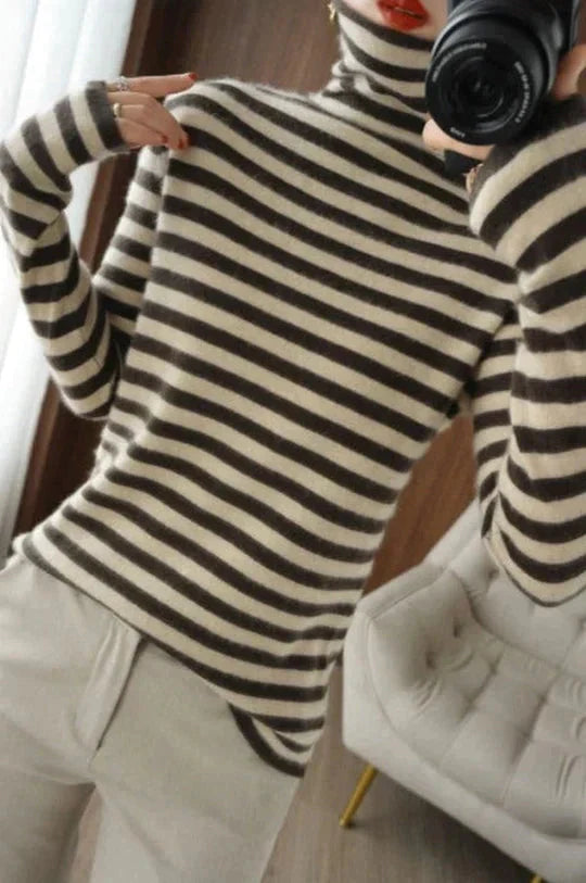 Mia | Stylischer Rollkragenpullover mit Streifenmuster