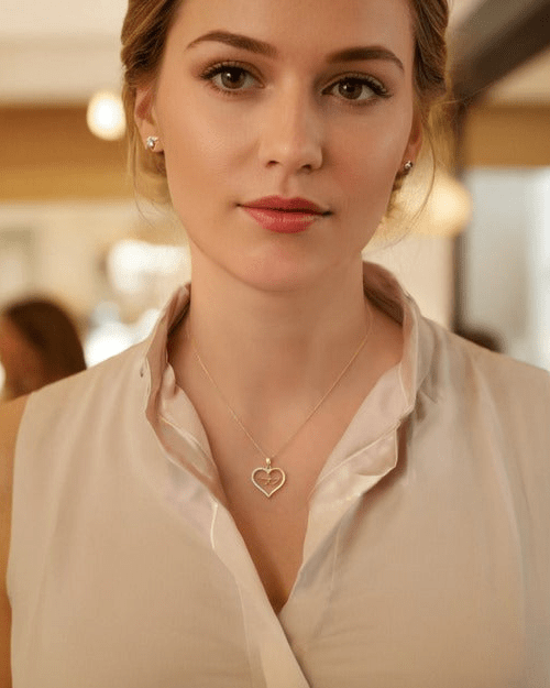 Nina | Stilvolle Damenkette mit Herz- und Engelanhänger