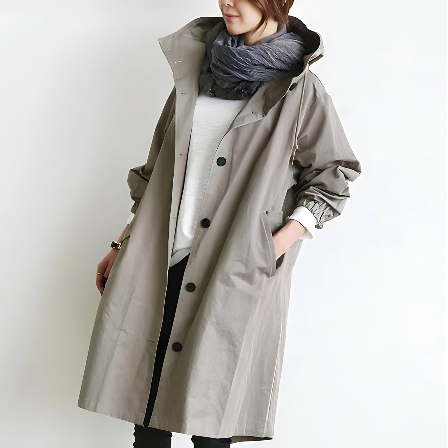 Lena | Lässiger Trenchcoat mit Kapuze für Damen