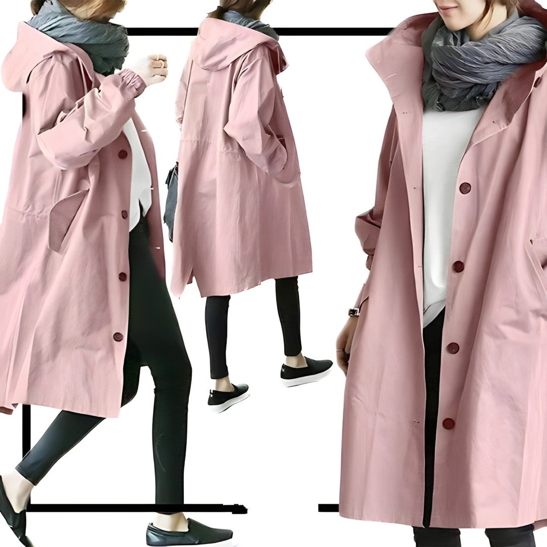 Lena | Lässiger Trenchcoat mit Kapuze für Damen