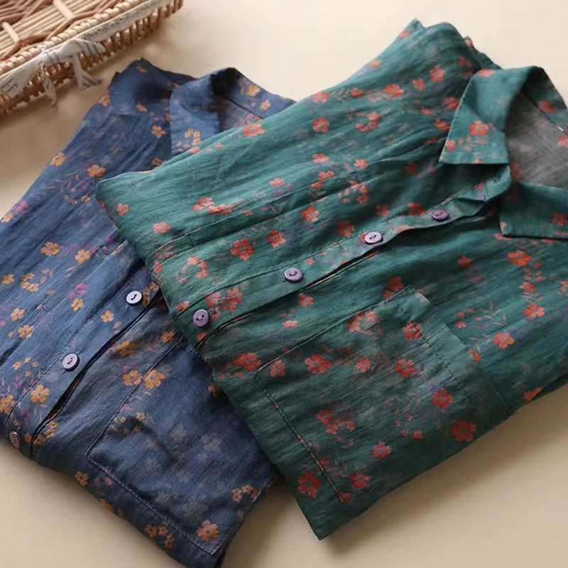 Elena | Florales Shirt mit modischer Knopfleiste