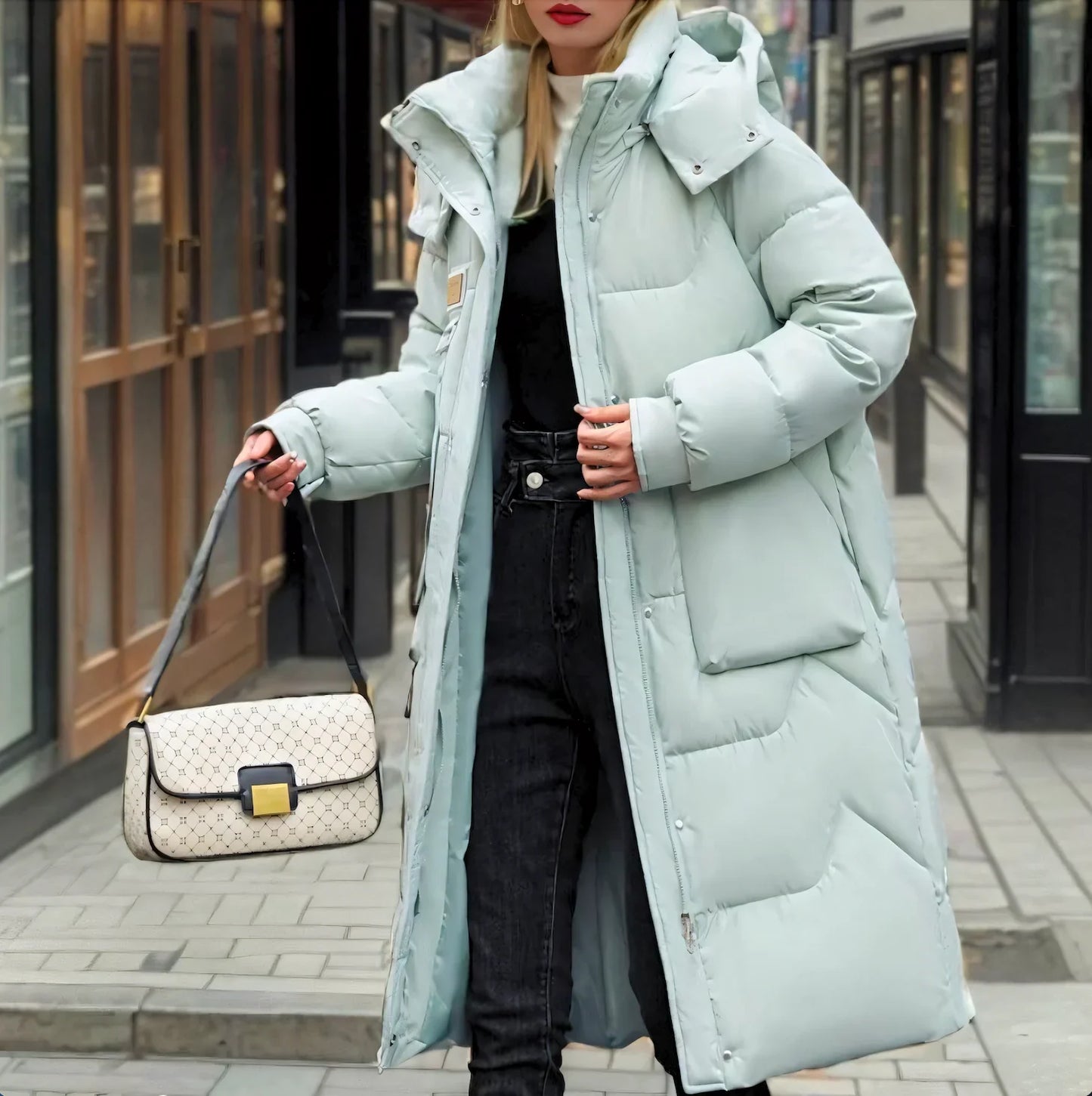 Nina | Stylische lange Puffer-Jacke für Damen