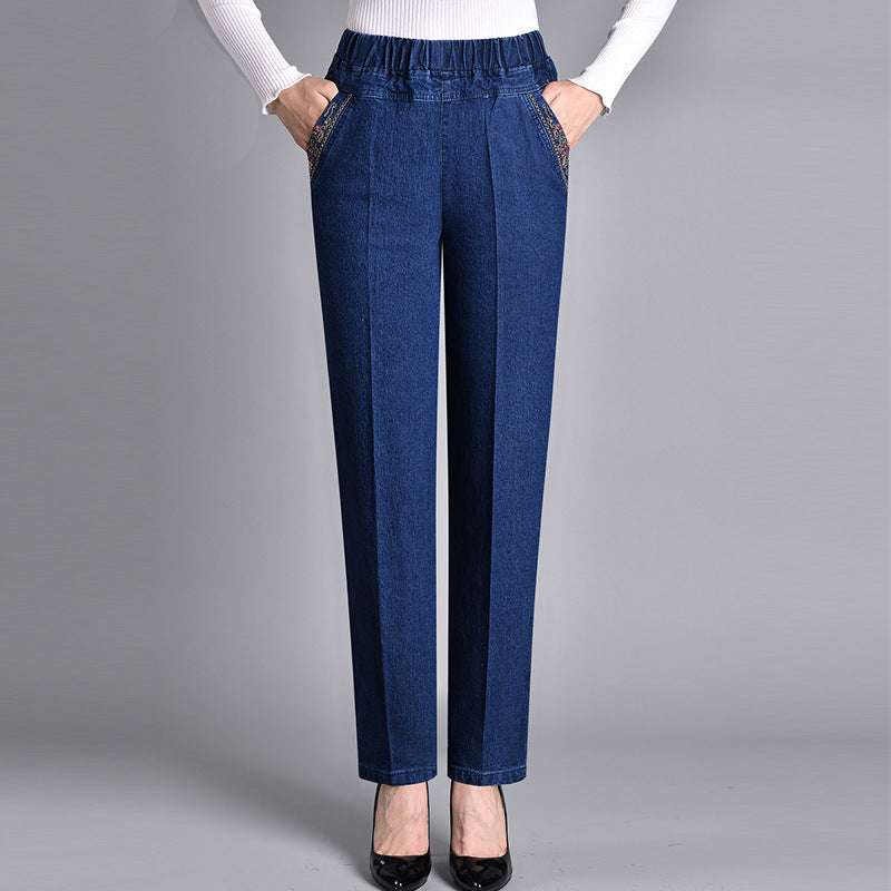 Eva | Elegante Damenjeans mit hohem Bund und Seitentaschen