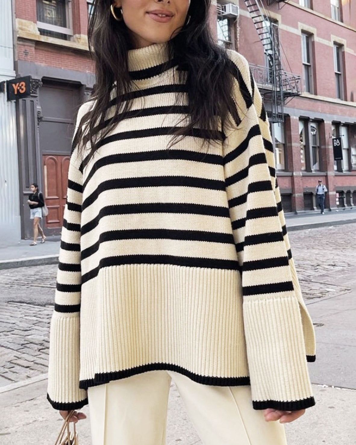 Leonie | Weicher Streifenpullover mit klassischem Kragen