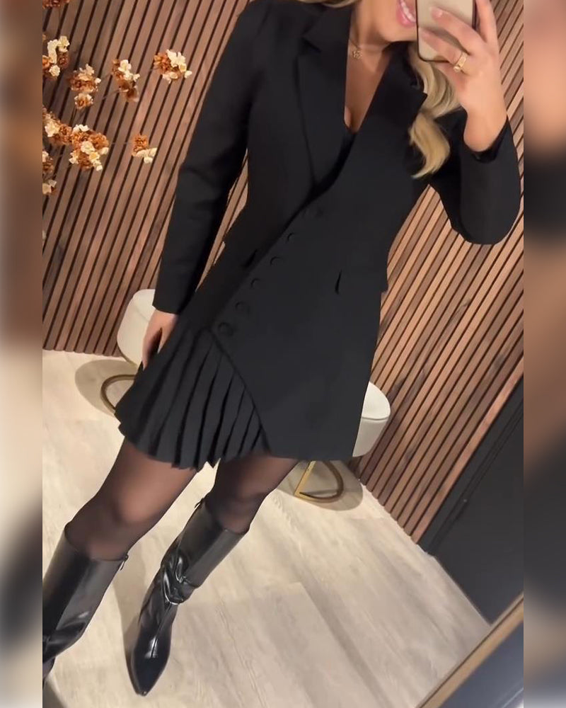 Leonie | Stilvolles Damen Kleid modern Blazer-Look & Revers