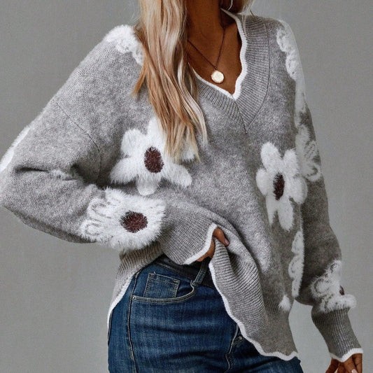 Lukas | Klassischer V-Neck Pullover mit Blumenmuster
