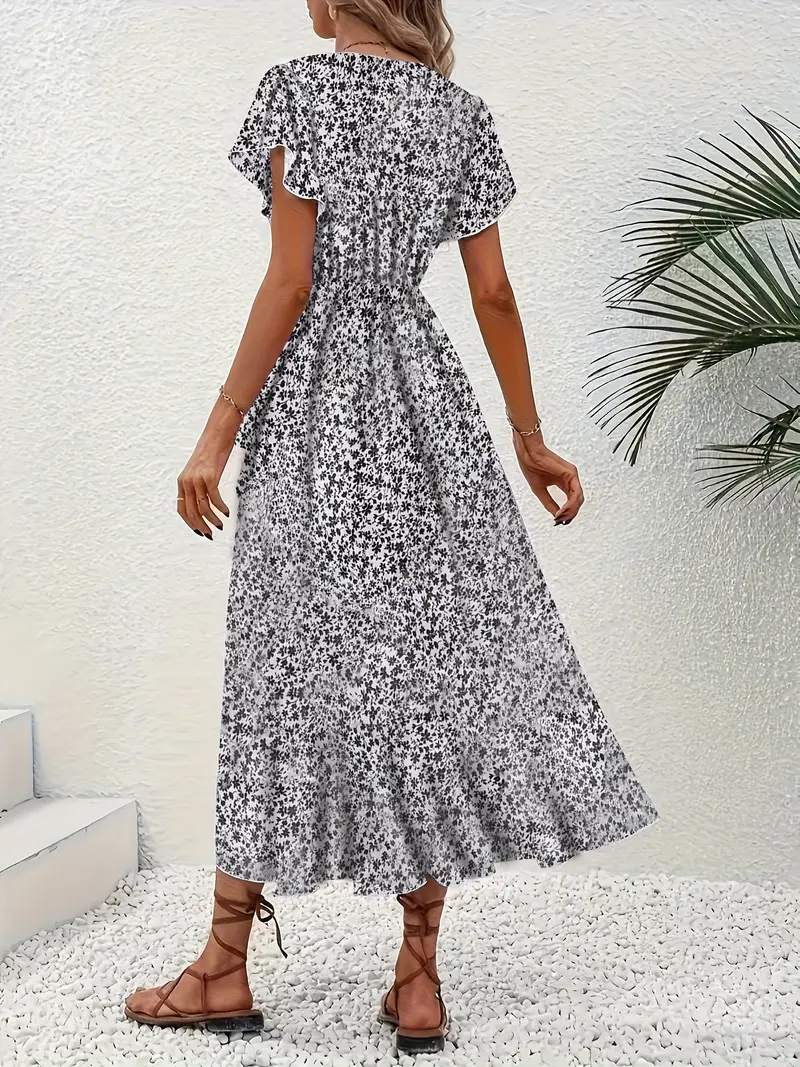 Hannah | V-Ausschnitt Wickel Kleid Rüschen