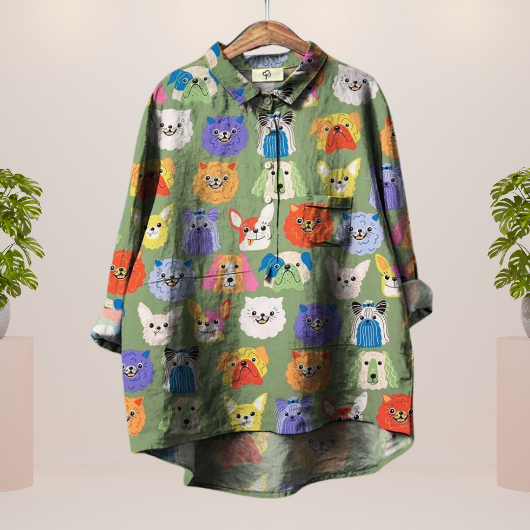 Elena | Lässiges Damen Kunstshirt mit auffälligem Print