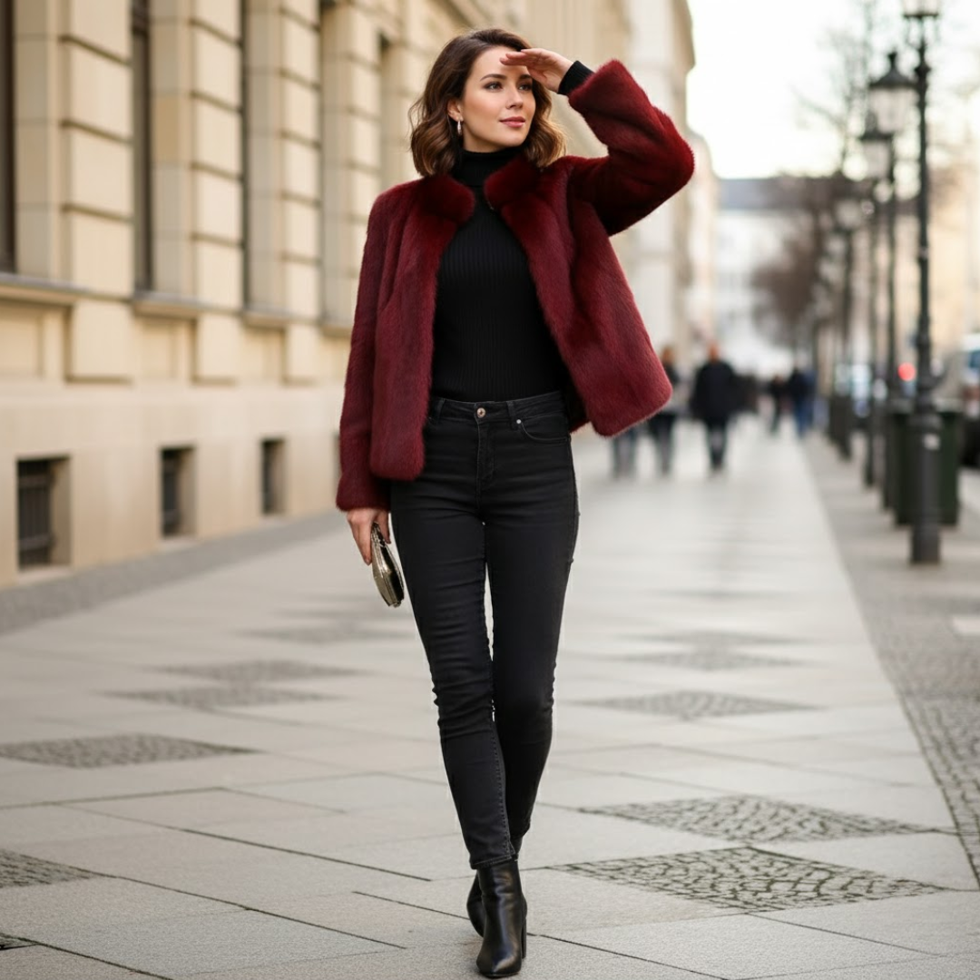 Nina | Stylische Kurzfelljacke Damen bequem im Schnitt