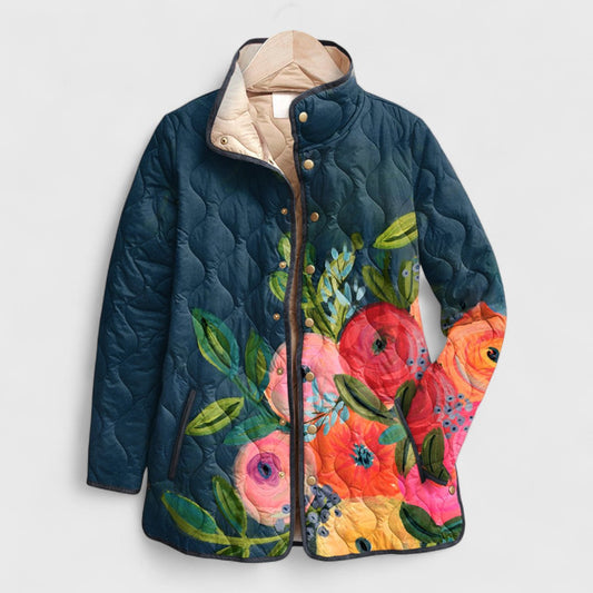 Lara | Stylische Damenjacke Mit Gequiltetem Blumenprint