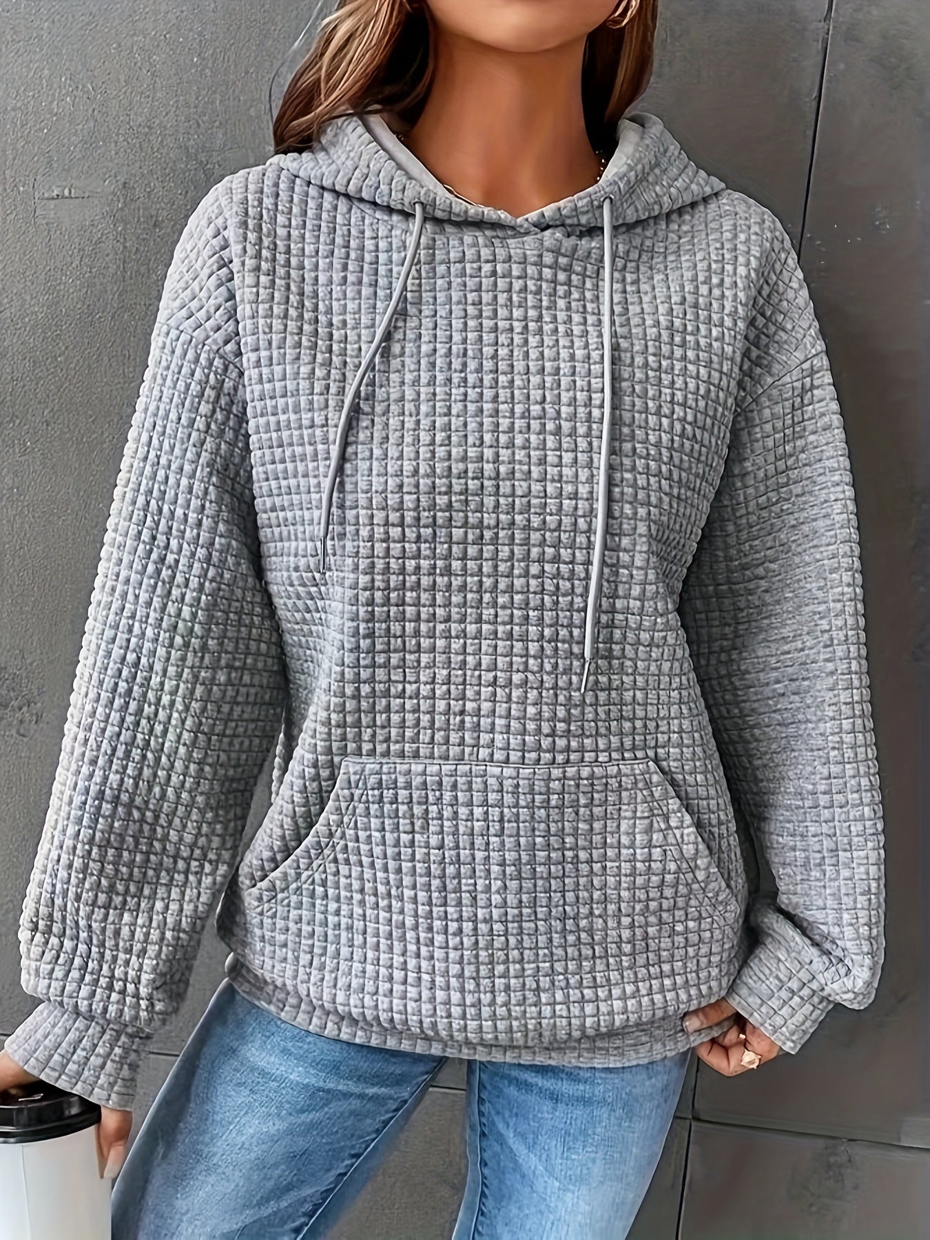 Mila | Waffelstrick Kapuzenpullover Damen
