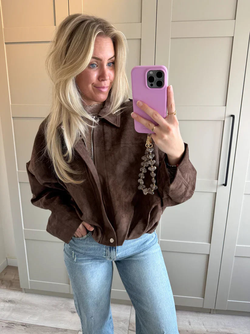 Jasmin | Trendige Jacke aus Wildleder mit Taschen