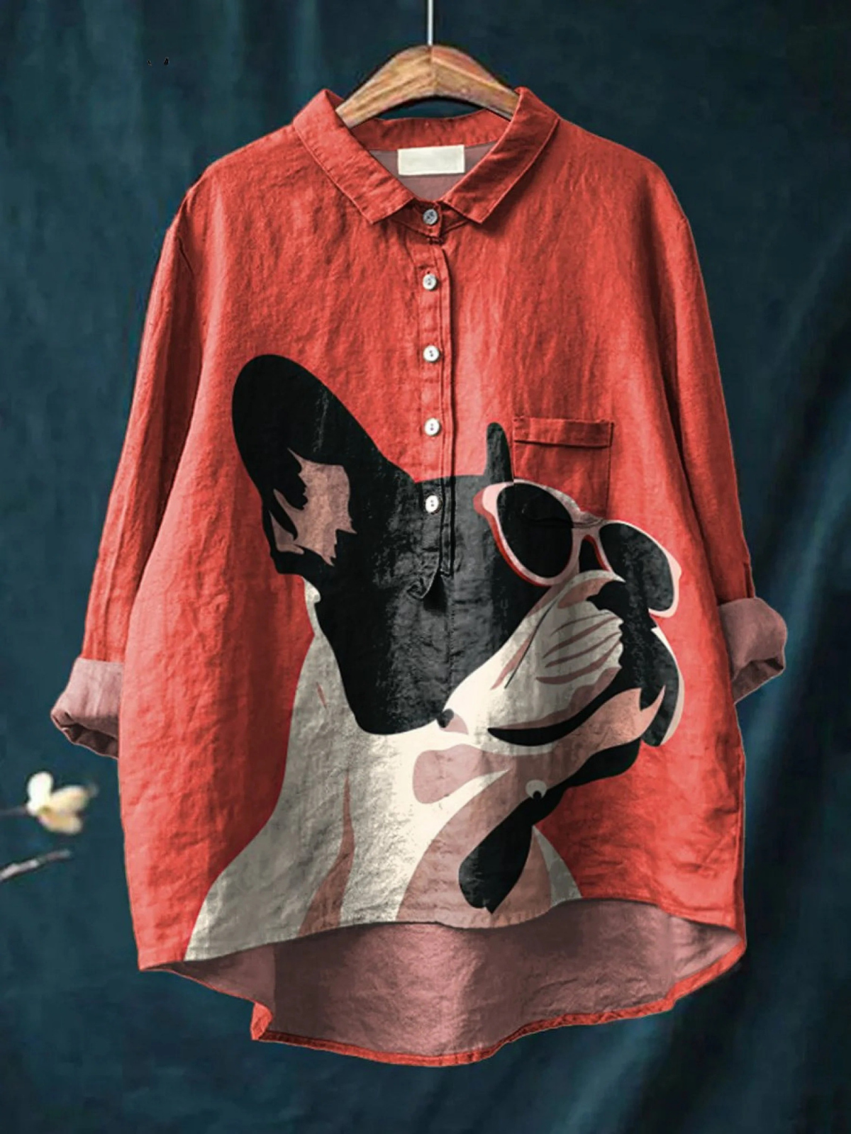 Nora | Franz Bulldogge Shirt Sonnenbrill Rot