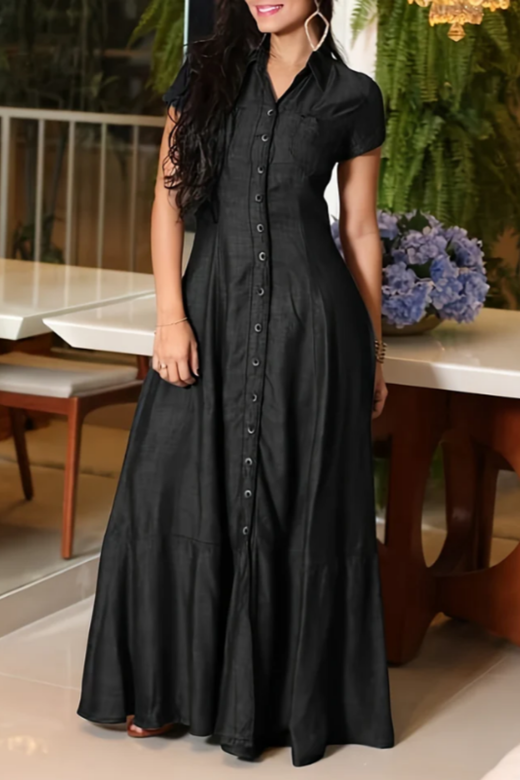 Lina | Langes Denim Kleid Elegant Look