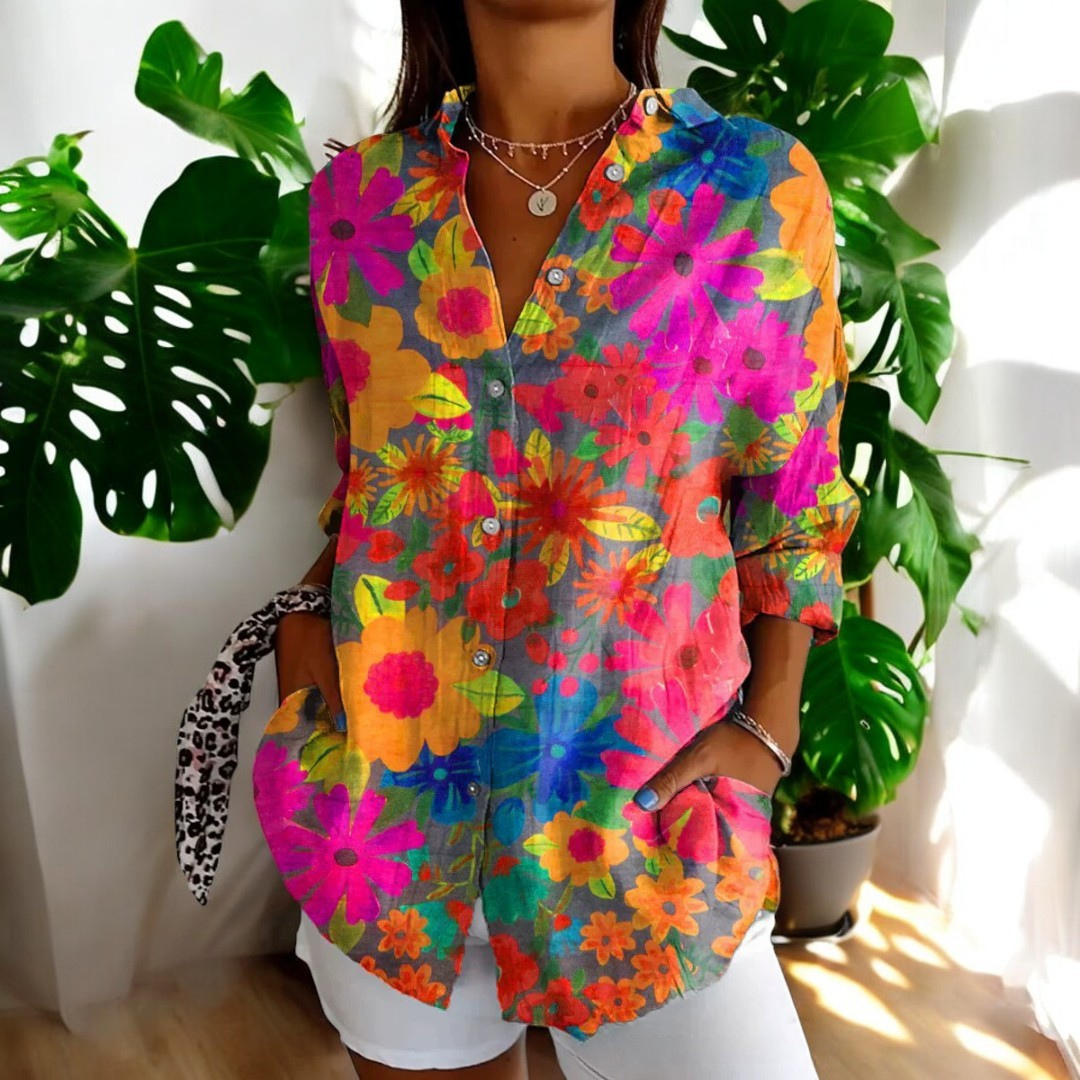 Helena | Vintage Damenbluse mit elegantem Blumenmuster