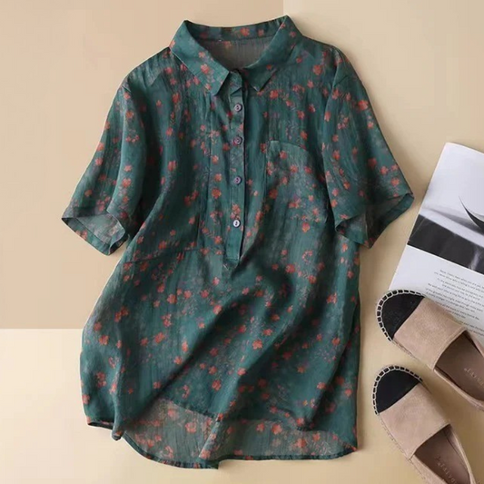 Elena | Florales Shirt mit modischer Knopfleiste