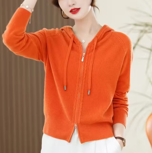 Ella | Gestrickter Hoodie Damen für Alltag und Freizeit