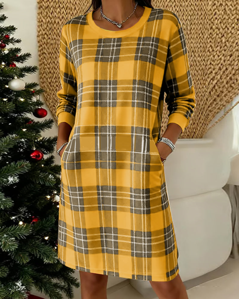 Nina | Damen Kleid kariert elegant & langärmlig