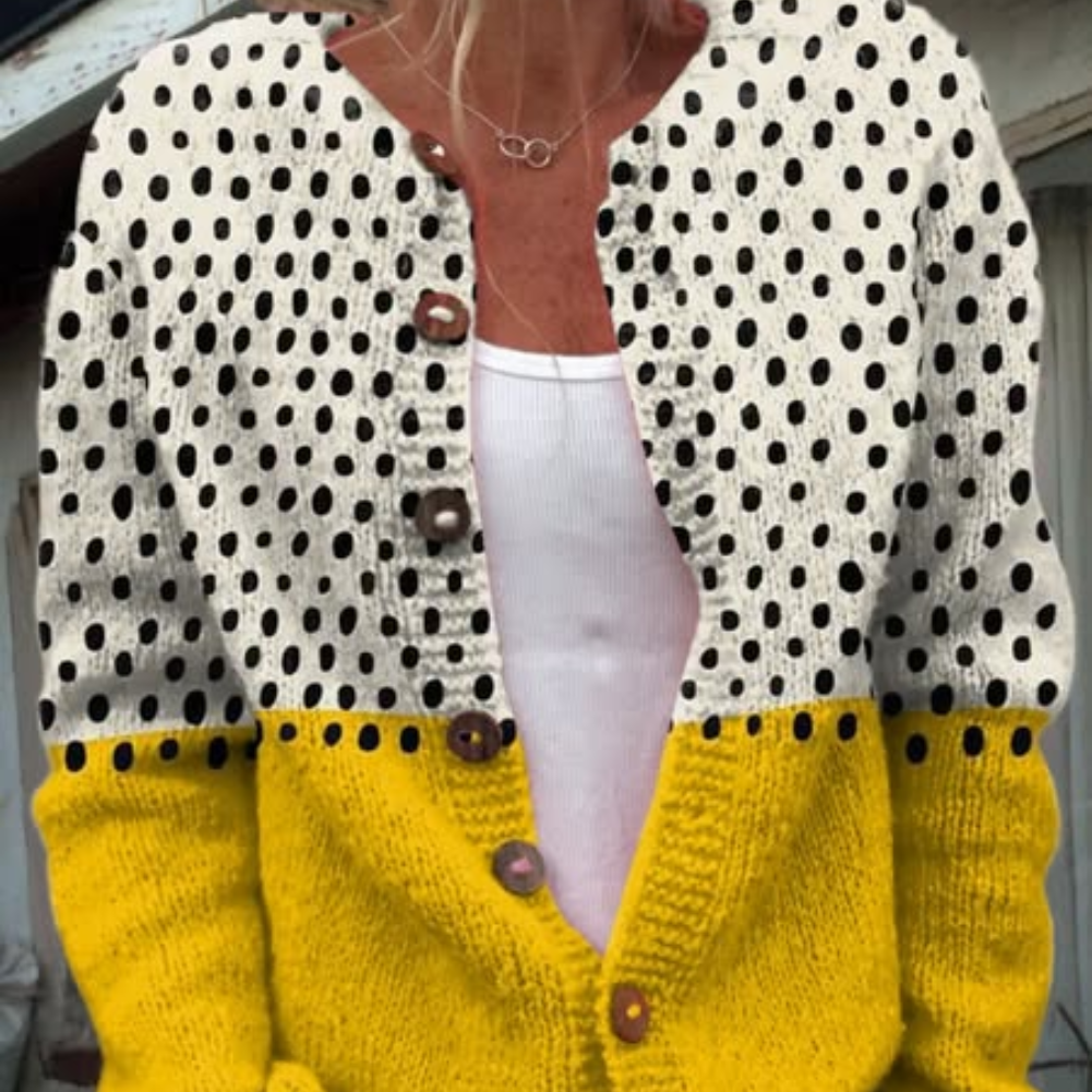 Lena | Damen-Strickjacke mit modernem Geometrie-Muster